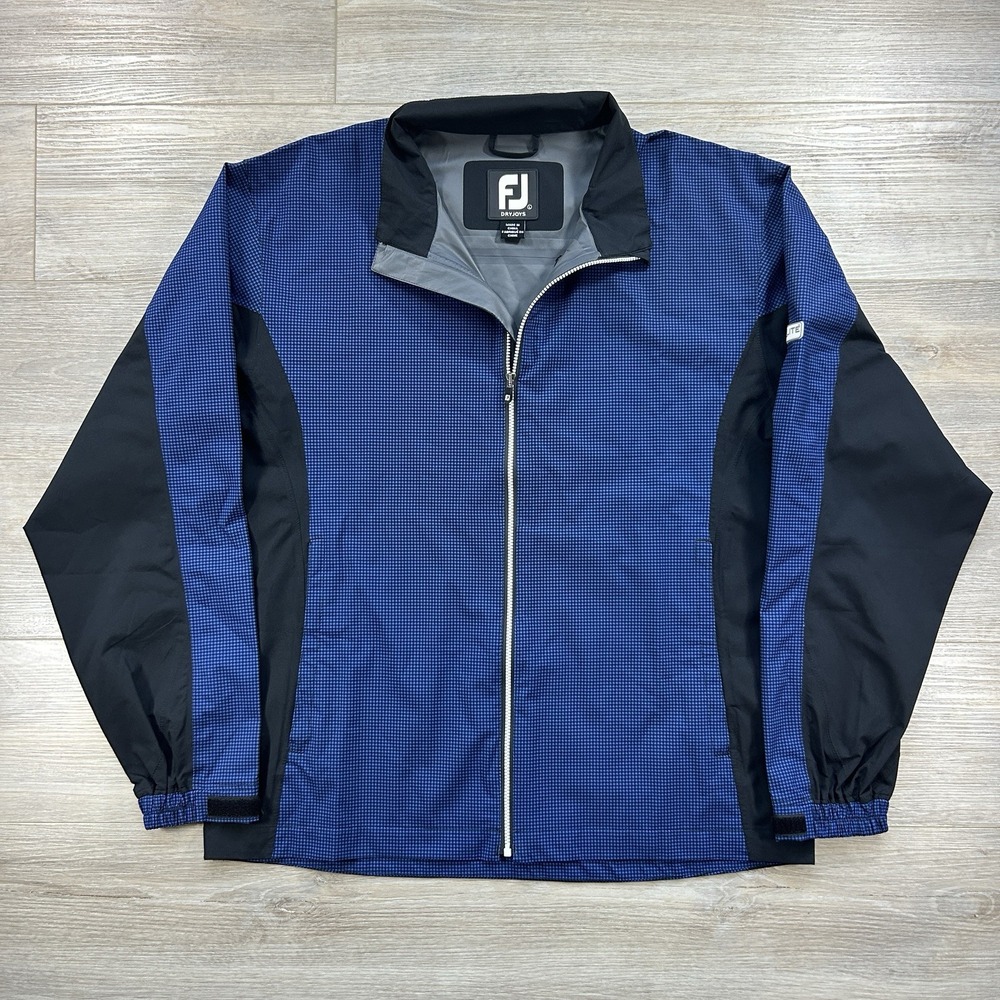 FootJoy DryJoys Hydrolite Large Golf Rain Jacket Blue Houndstooth Waterproof - Picture 2 of 13